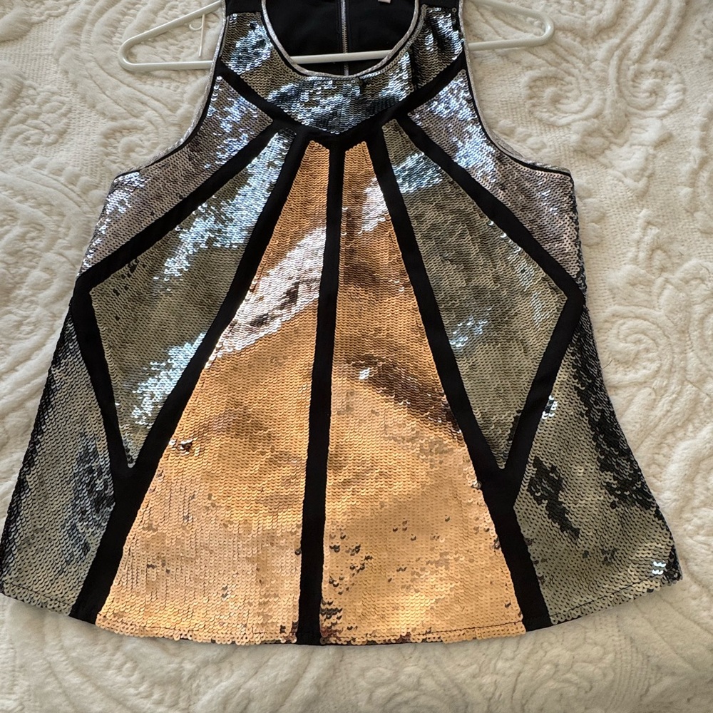 Sequin Sleeveless Top - Gold and Black